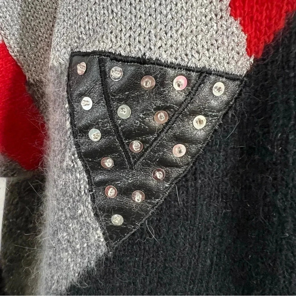 Rediffusion Vintage 80s Sweater Silk Angora Blend Sequin Beaded Retro Geometric - Picture 11 of 14
